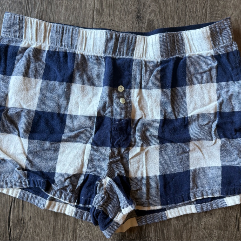 Blue and White Plaid Boy Shorts